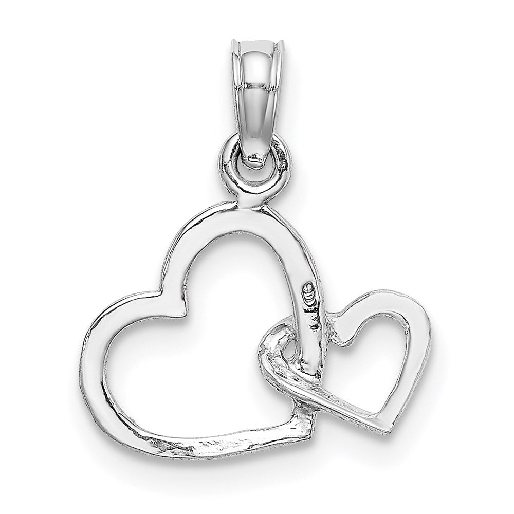 Lovely Rita's Pendants & Charms 10K White Gold Solid Polished Medium Intertwined Double Heart Pendant