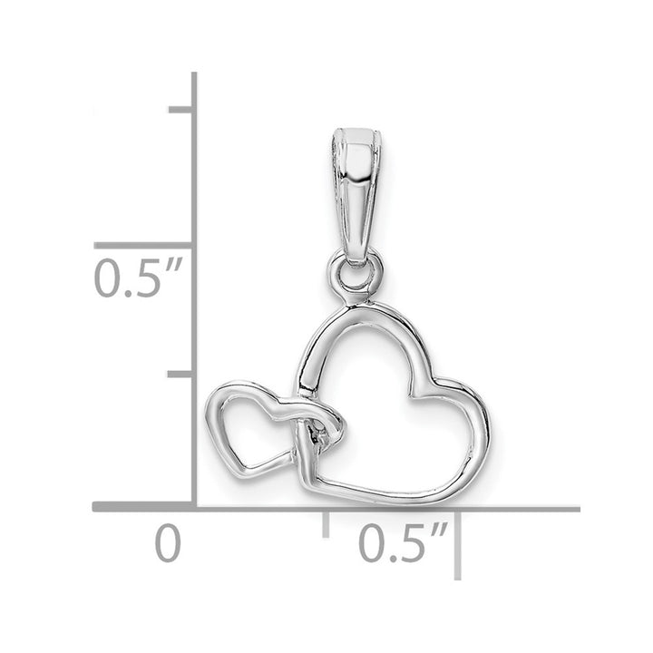Lovely Rita's Pendants & Charms 10K White Gold Solid Polished Medium Intertwined Double Heart Pendant