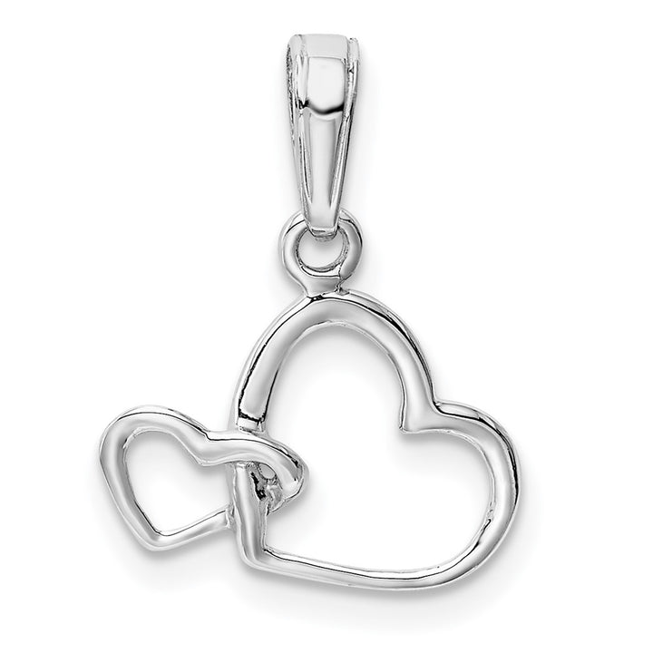 Lovely Rita's Pendants & Charms 10K White Gold Solid Polished Medium Intertwined Double Heart Pendant