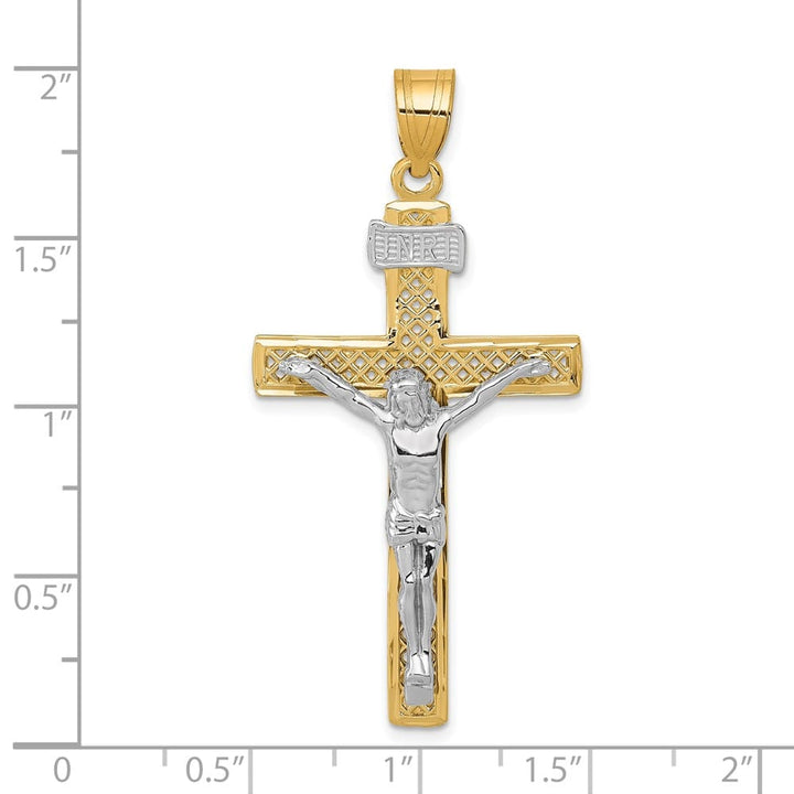 Lovely Rita's Pendants & Charms 10K Two-Tone Gold Polished Extra Large INRI Latin Crucifix Pendant