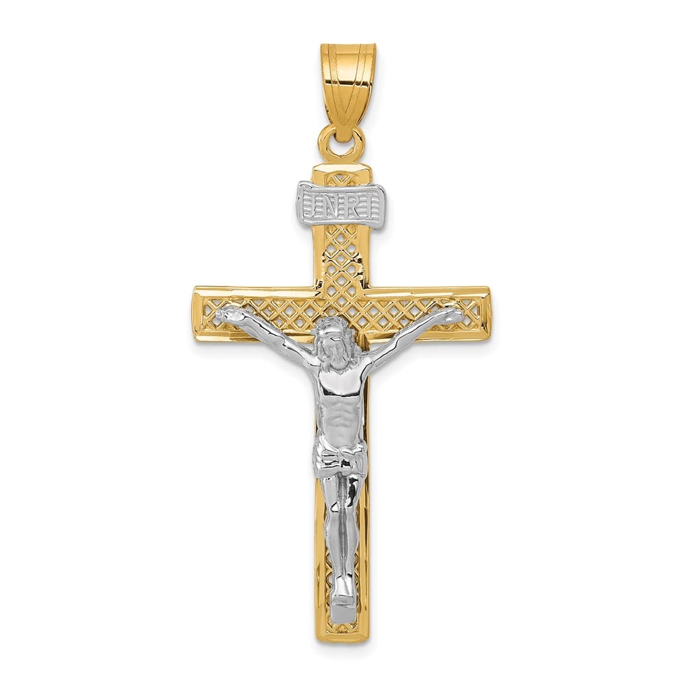 Lovely Rita's Pendants & Charms 10K Two-Tone Gold Polished Extra Large INRI Latin Crucifix Pendant