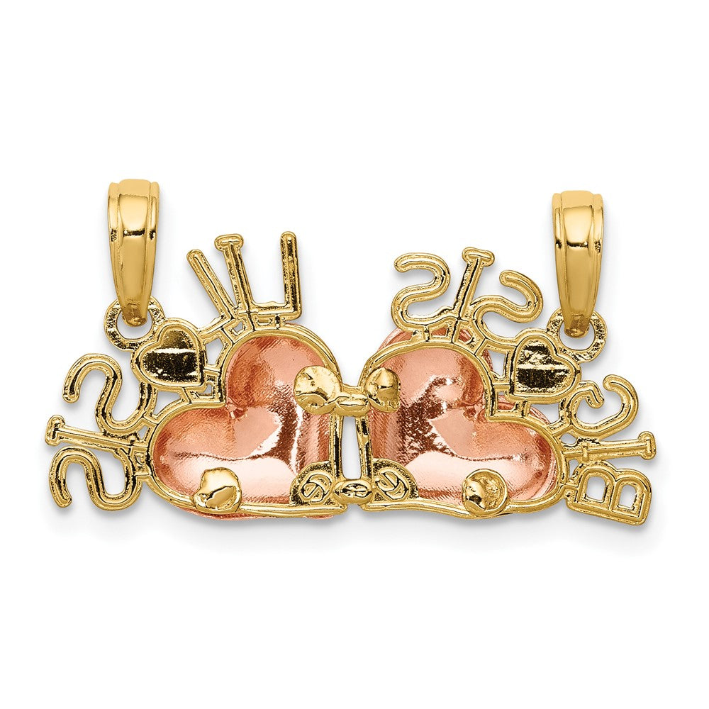 Lovely Rita's Pendants & Charms 10K Two-Tone Gold Small Rose and Yellow Gold Big Sis / Lil Sis Pendant