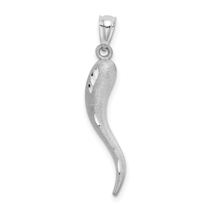 10K White Gold Polished Solid Satin D.C. Large Italian Horn Charm