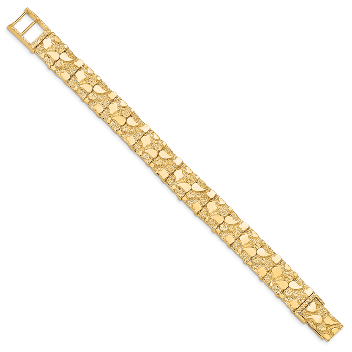 10K Yellow Gold 12.0mm Nugget Bracelet 7 Inch