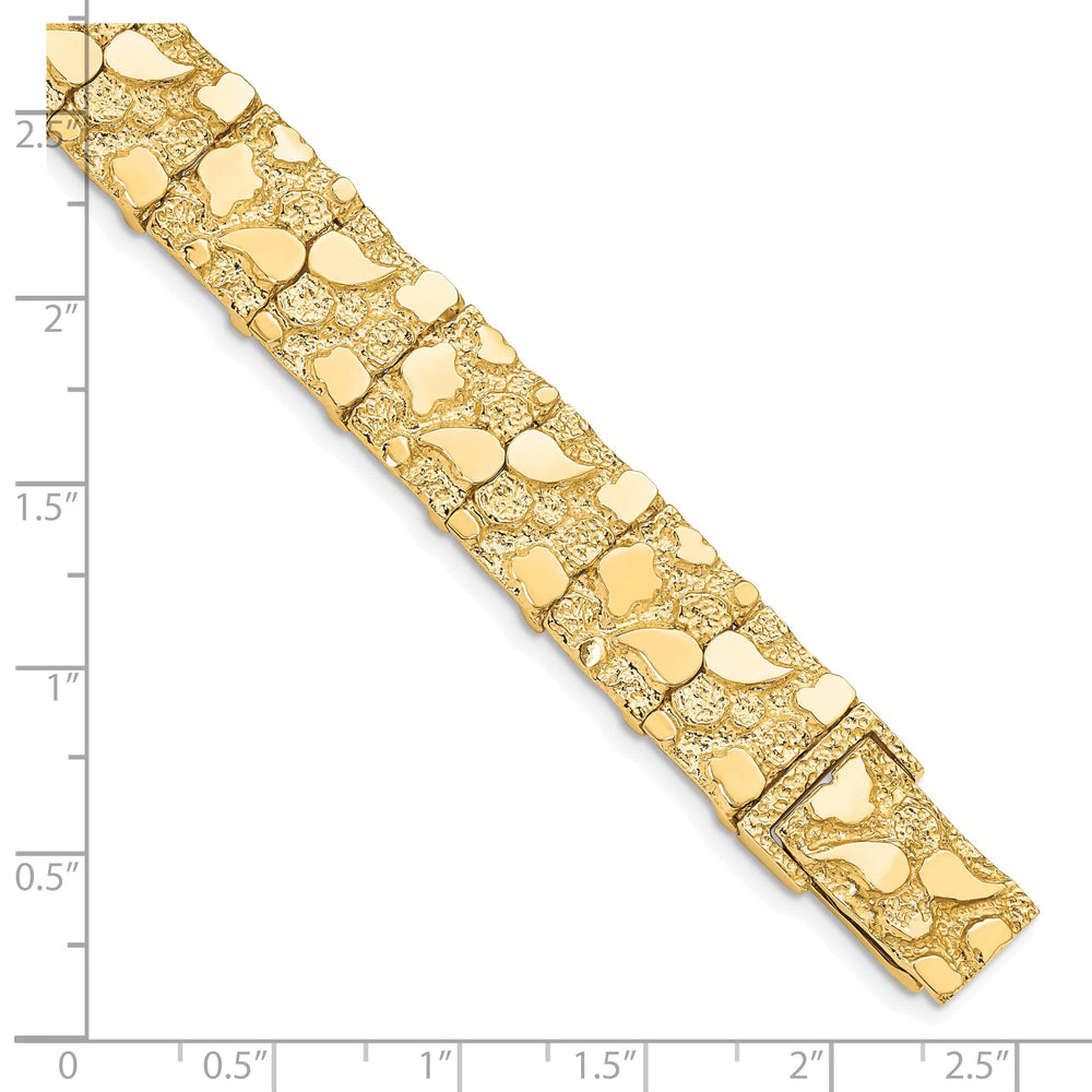 10K Yellow Gold 12.0mm Nugget Bracelet 7 Inch