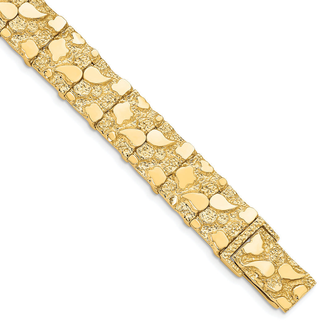 10K Yellow Gold 12.0mm Nugget Bracelet 7 Inch
