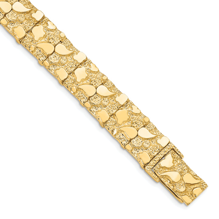 10K Yellow Gold 12.0mm Nugget Bracelet 7 Inch