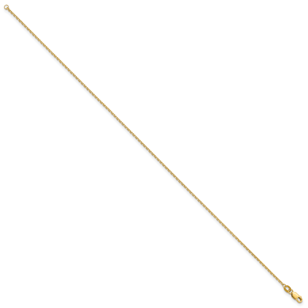 10K Yellow Gold 1.4mm D.C. Round Open Link Cable Chain Anklet