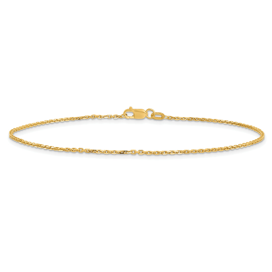 10K Yellow Gold 1.4mm D.C. Round Open Link Cable Chain Anklet