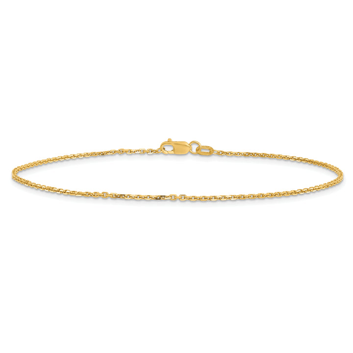 10K Yellow Gold 1.4mm D.C. Round Open Link Cable Chain Anklet