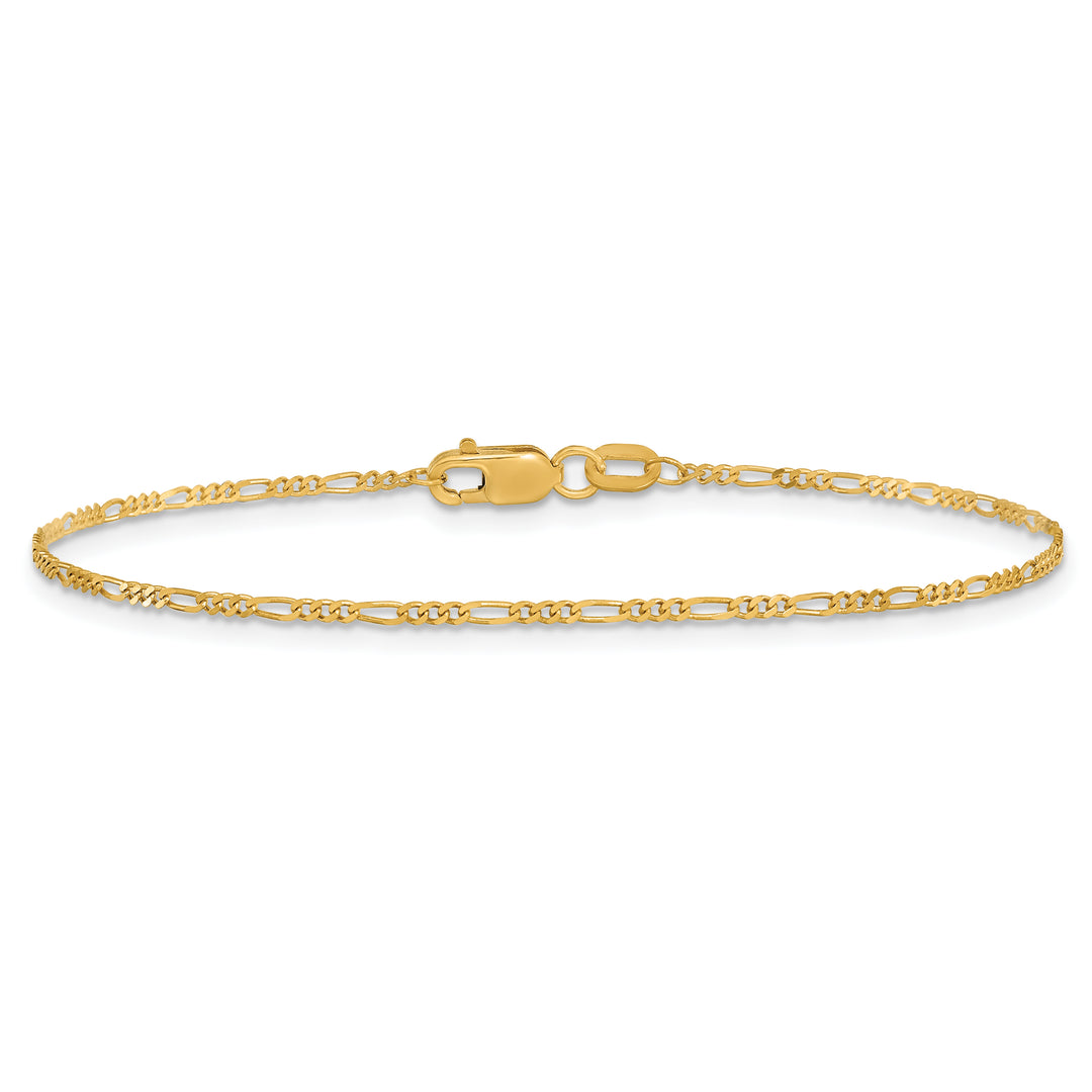 10K Yellow Gold 1.25mm Flat Figaro Pendant Chain Bracelet