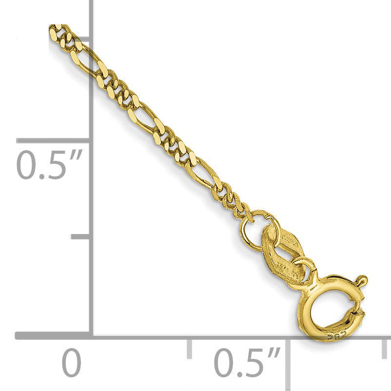 10K Yellow Gold 1.25mm Flat Figaro Pendant Chain Bracelet