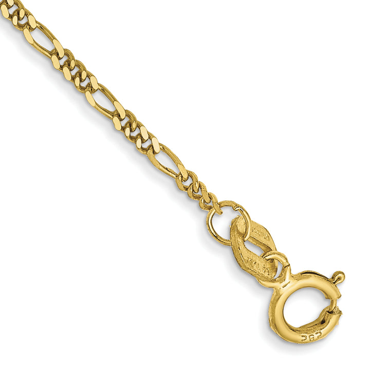 10K Yellow Gold 1.25mm Flat Figaro Pendant Chain Bracelet