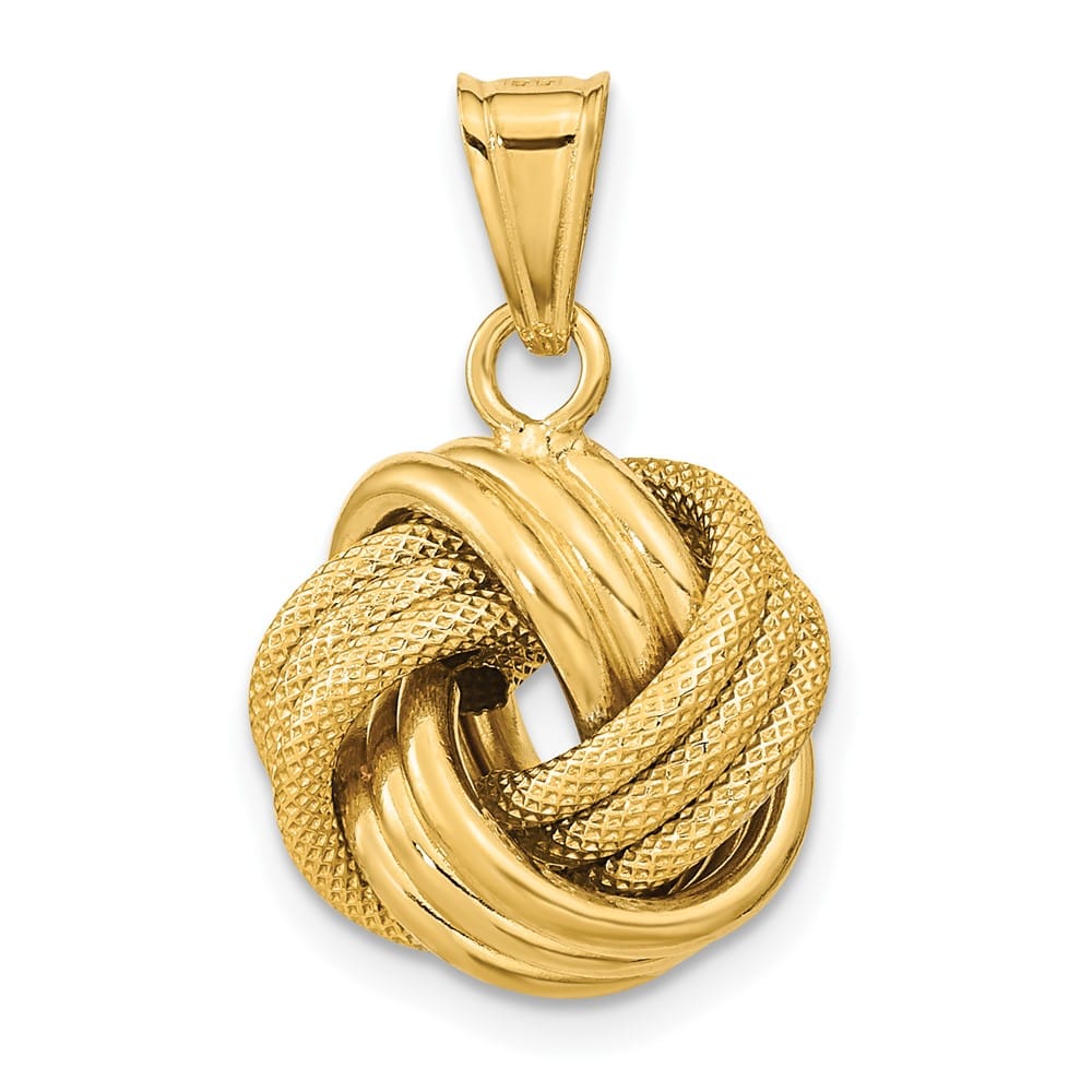 Lovely Rita's Pendants & Charms 10K Yellow Gold Polished Textured Extra Large Love Knot Pendant