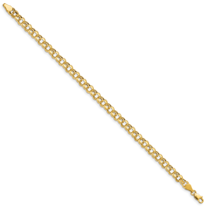 10K Yellow Gold Lite 5mm Hollow D.C. Double Link 8. Charm Bracelet