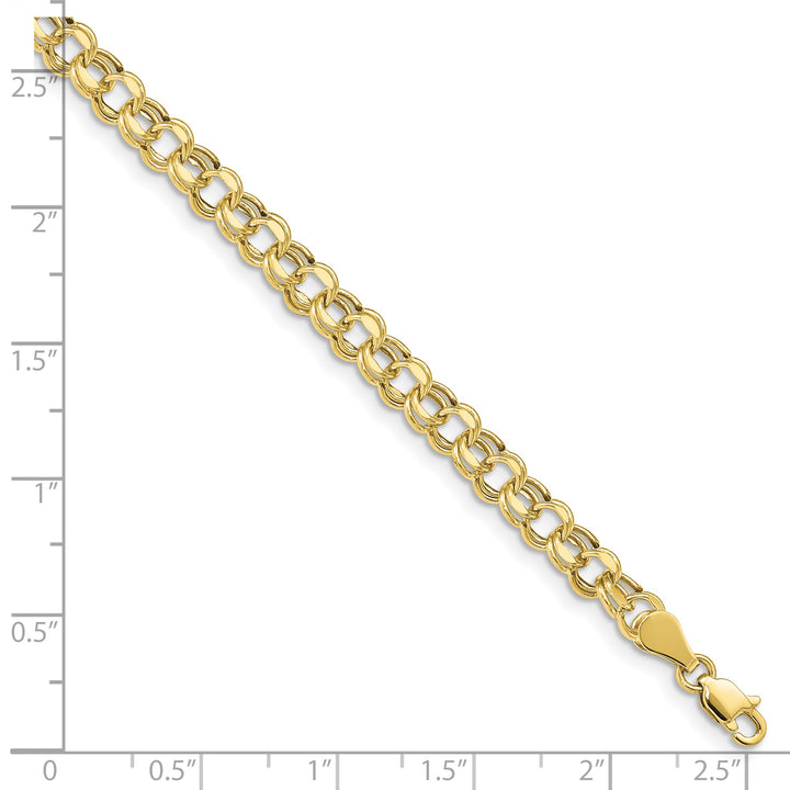 10K Yellow Gold Lite 5mm Hollow D.C. Double Link 8. Charm Bracelet