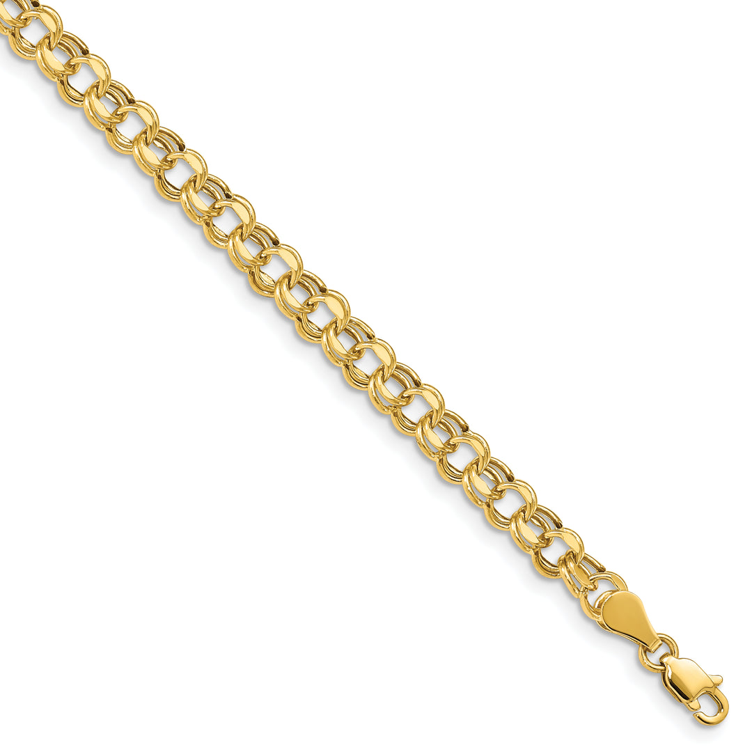 10K Yellow Gold Lite 5mm Hollow D.C. Double Link 8. Charm Bracelet