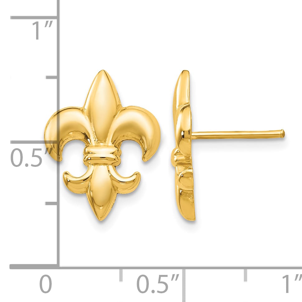 10k Yellow Gold Fleur-De-Lis Post Earrings