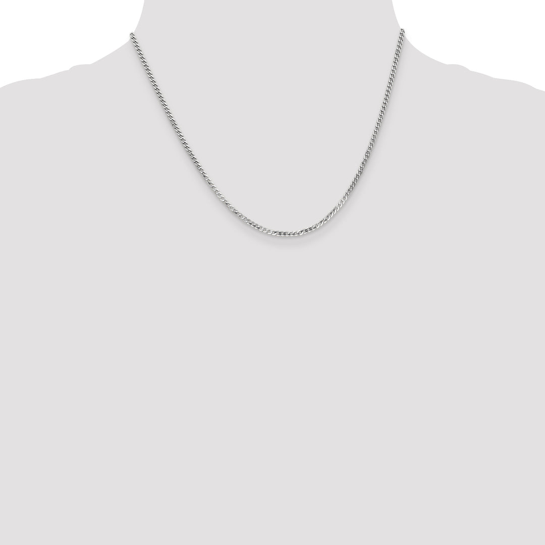 10K White Gold 2.2mm Flat Beveled Curb Chain