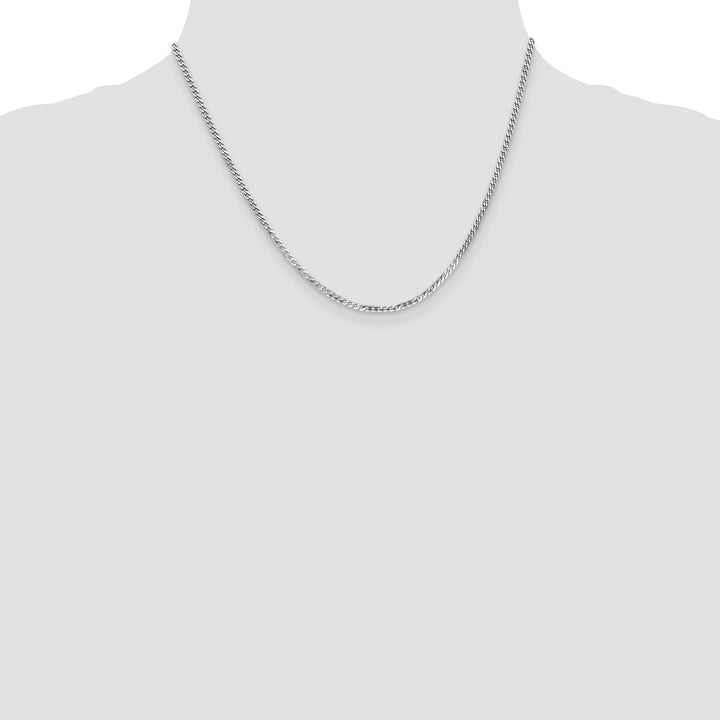 10K White Gold 2.2mm Flat Beveled Curb Chain