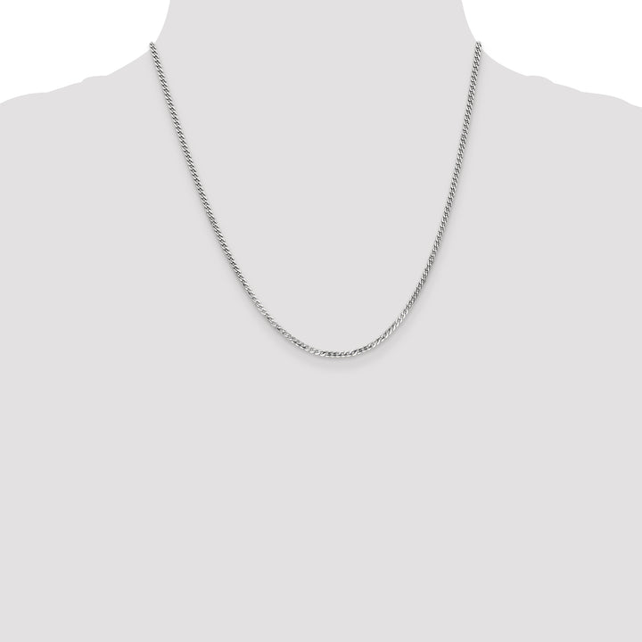 10K White Gold 2.2mm Flat Beveled Curb Chain