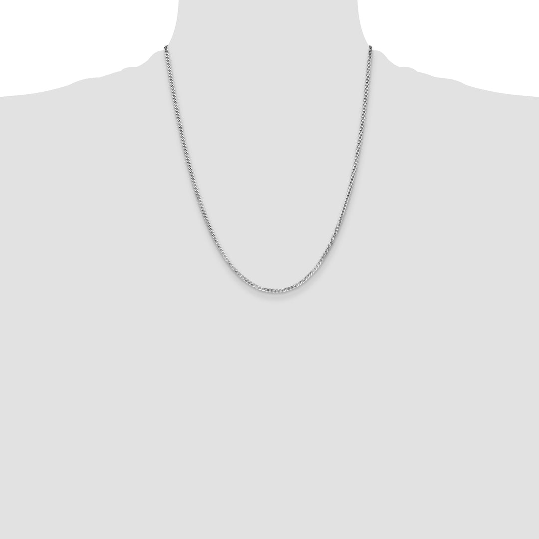 10K White Gold 2.2mm Flat Beveled Curb Chain