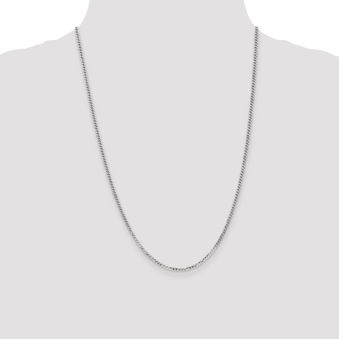 10K White Gold 2.2mm Flat Beveled Curb Chain