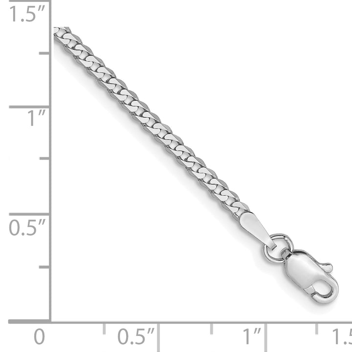 10K White Gold 2.2mm Flat Beveled Curb Chain Anklet
