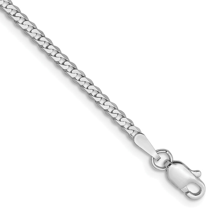 10K White Gold 2.2mm Flat Beveled Curb Chain Anklet