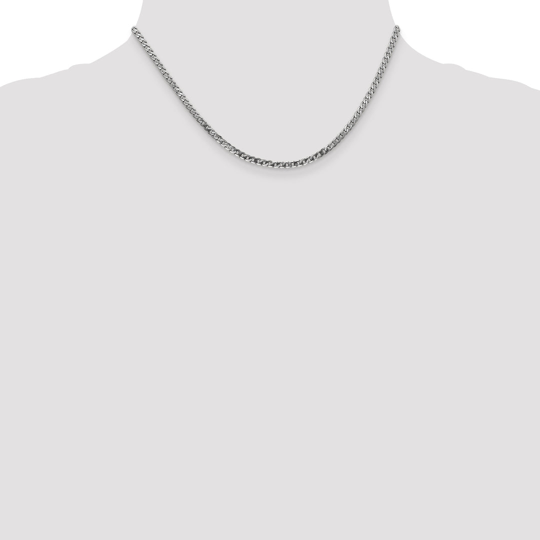10K White Gold 2.9mm Flat Beveled Curb Chain