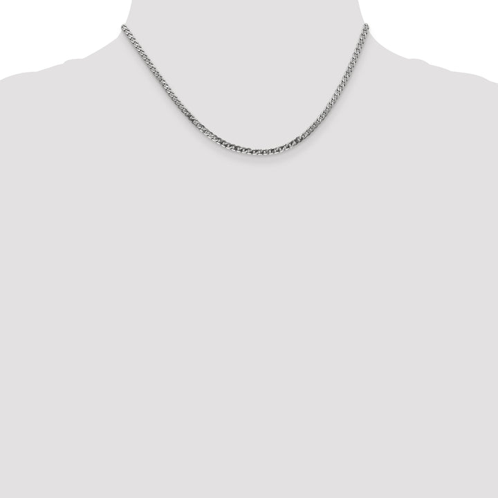 10K White Gold 2.9mm Flat Beveled Curb Chain