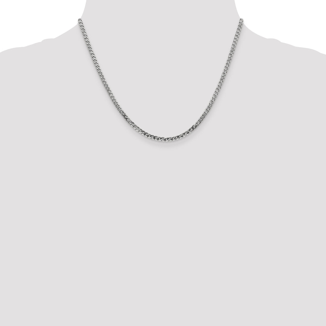 10K White Gold 2.9mm Flat Beveled Curb Chain