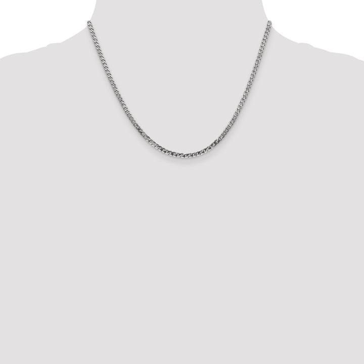 10K White Gold 2.9mm Flat Beveled Curb Chain