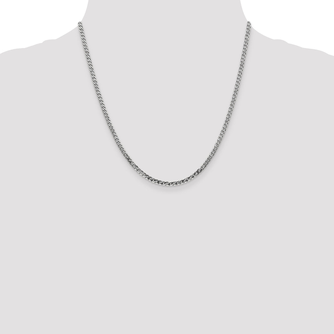 10K White Gold 2.9mm Flat Beveled Curb Chain