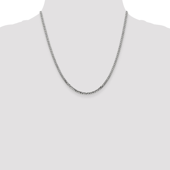 10K White Gold 2.9mm Flat Beveled Curb Chain