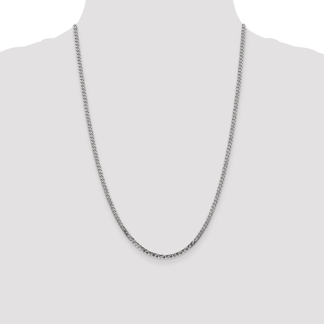 10K White Gold 2.9mm Flat Beveled Curb Chain