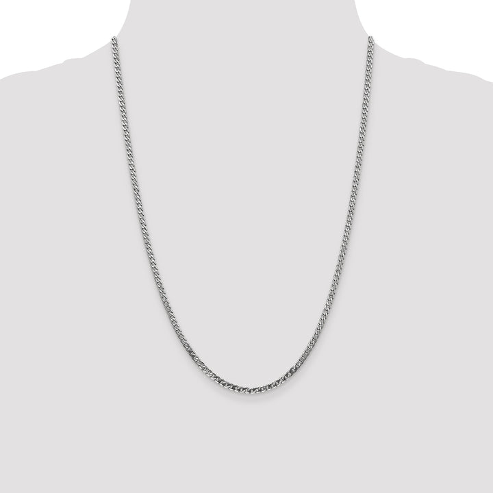 10K White Gold 2.9mm Flat Beveled Curb Chain