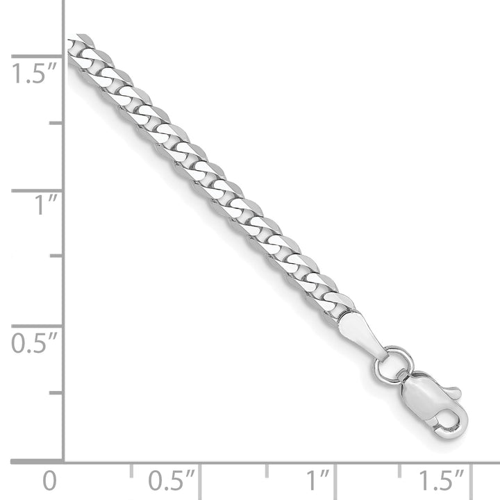 10K White Gold 2.9mm Flat Beveled Curb Chain Bracelet