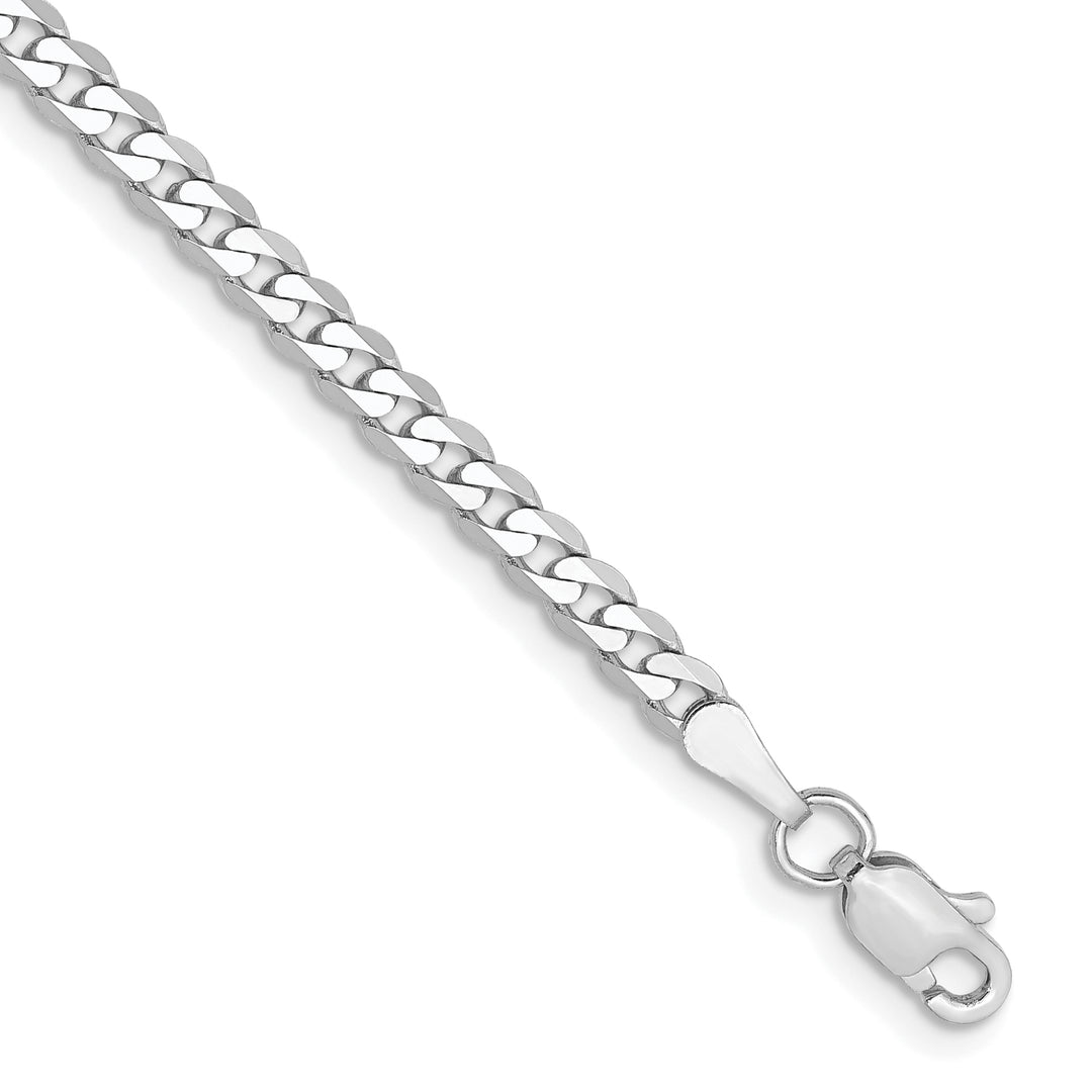 10K White Gold 2.9mm Flat Beveled Curb Chain Bracelet
