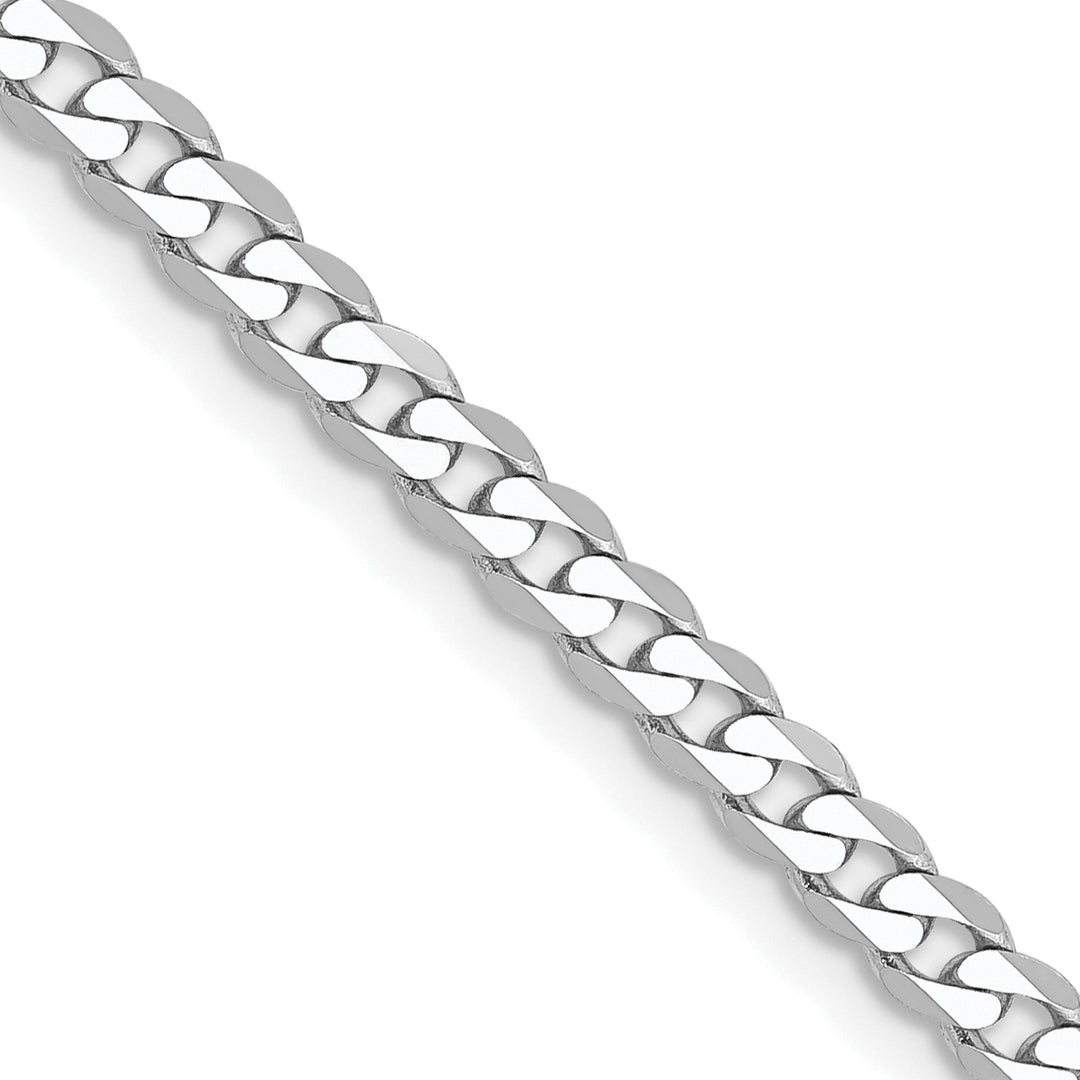 10K White Gold 2.9mm Flat Beveled Curb Chain