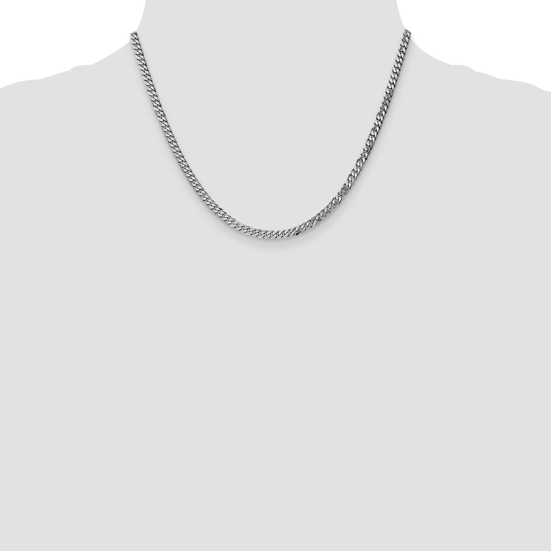 10K White Gold 3.9mm Flat Beveled Curb Chain