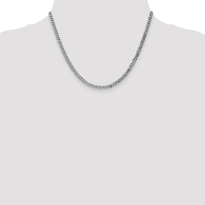 10K White Gold 3.9mm Flat Beveled Curb Chain