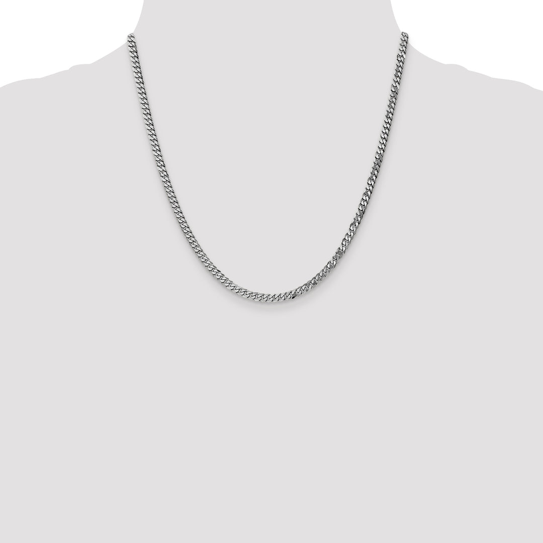10K White Gold 3.9mm Flat Beveled Curb Chain