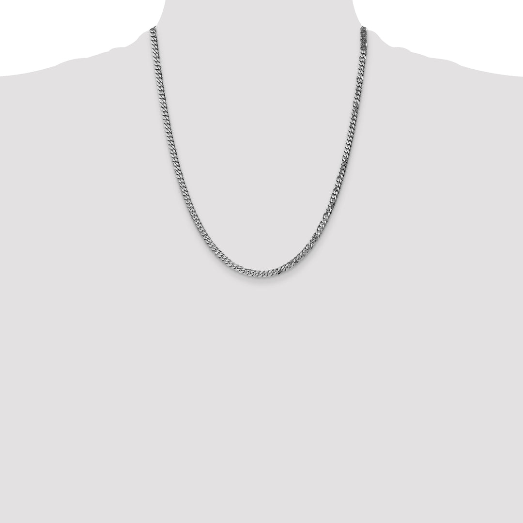 10K White Gold 3.9mm Flat Beveled Curb Chain