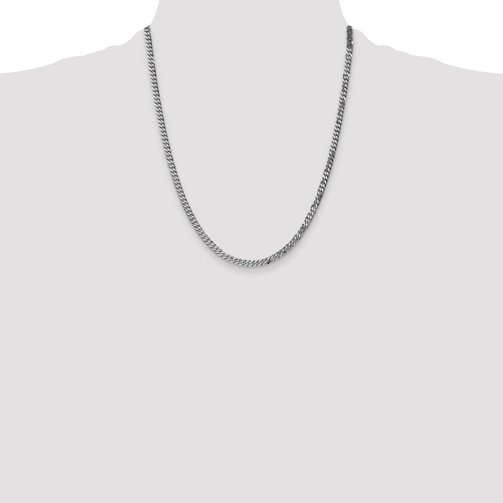 10K White Gold 3.9mm Flat Beveled Curb Chain