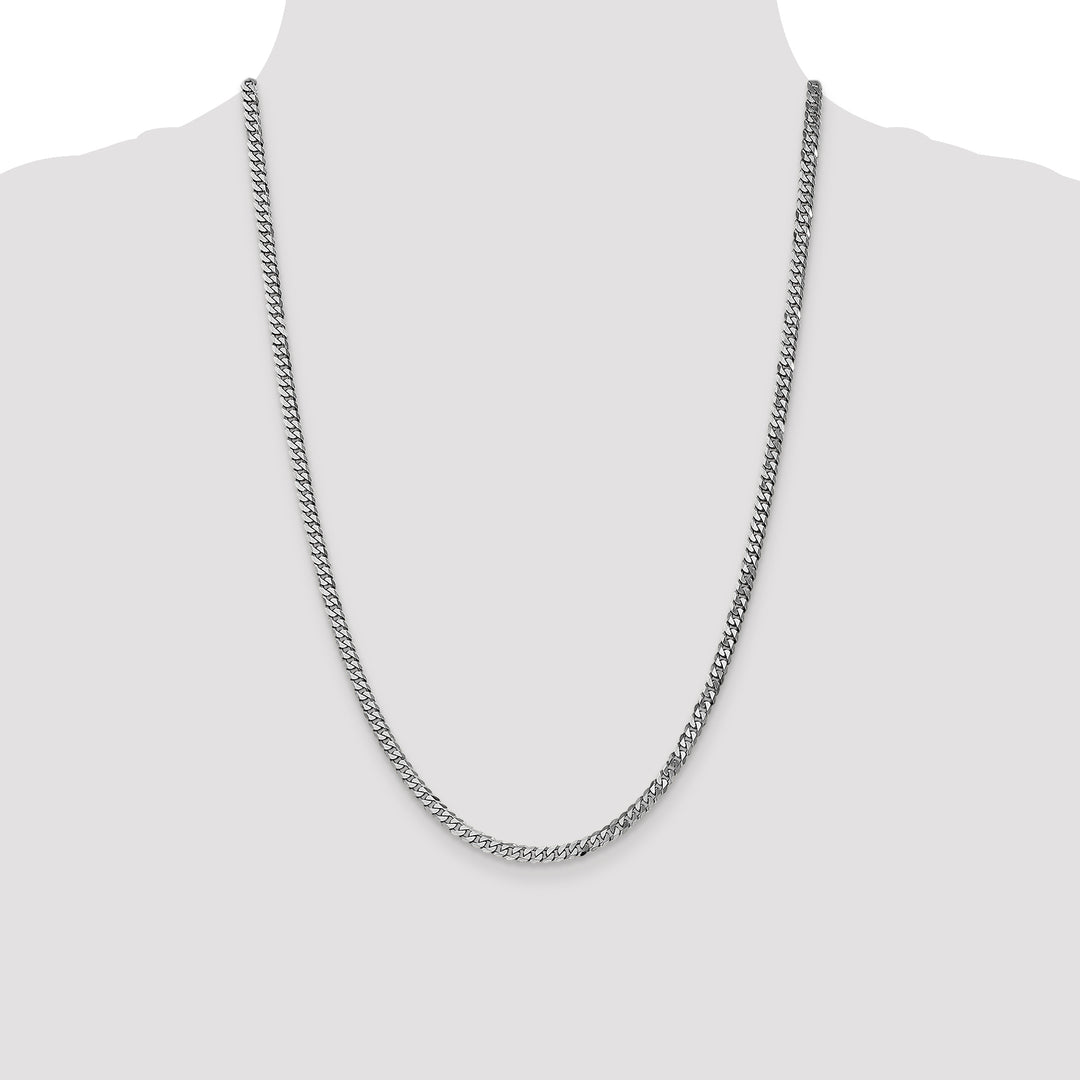 10K White Gold 3.9mm Flat Beveled Curb Chain