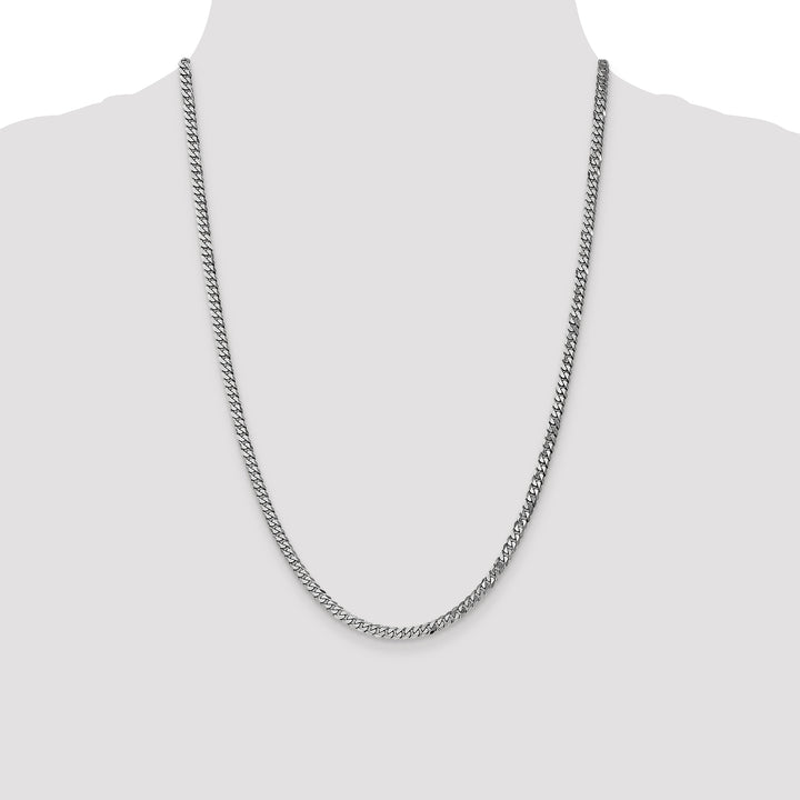 10K White Gold 3.9mm Flat Beveled Curb Chain