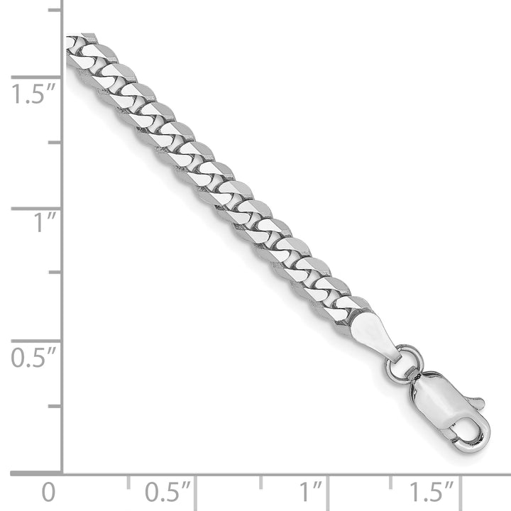 10K White Gold 3.9mm Flat Beveled Curb Chain Bracelet