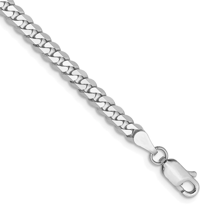 10K White Gold 3.9mm Flat Beveled Curb Chain Bracelet