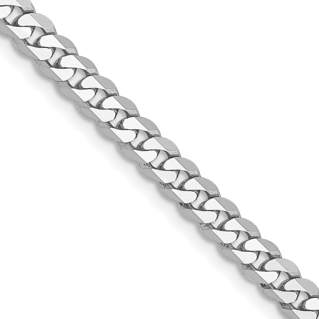 10K White Gold 3.9mm Flat Beveled Curb Chain
